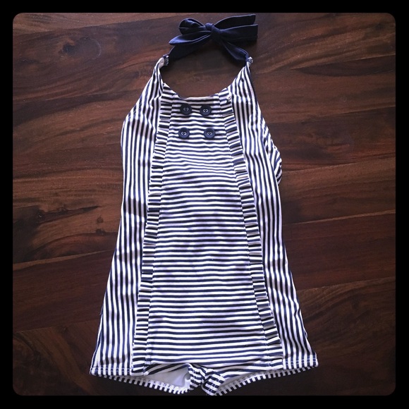Janie and Jack Other - Janie & Jack Seersucker halter stripe swimsuit